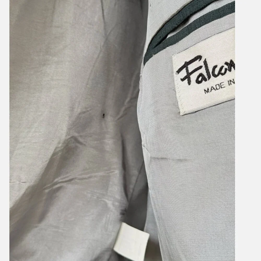 VTG USA Falcone Green Peak Lapel Double Breasted Blazer Suit Jacket Size 44R